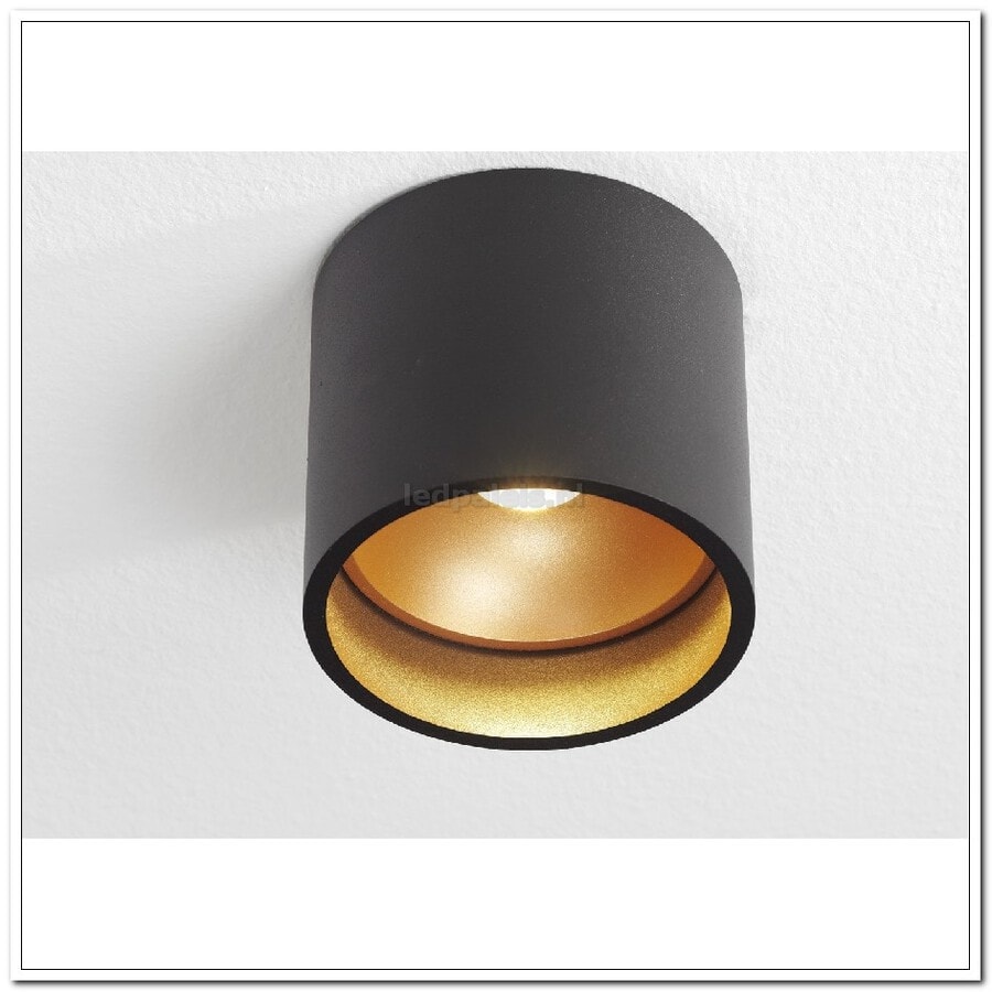 Plafondlamp spot zwart/goud &quot;Orleans&quot; Ø11cm 10h LED 7W 630lm dimbaar