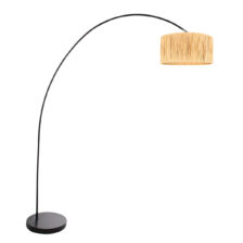 Booglamp Solva 3740ZW met een beige / gele gras lampenkap