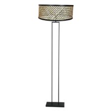 Zwarte staande lamp Stang 3845ZW met E27 fitting en naturel met zwart bamboe kap