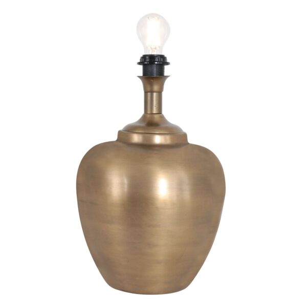 Bronskleurige vaas tafellamp Brass 3968BR inclusief zwart linnen kap met goudkleurige binnenkant - Afbeelding 13