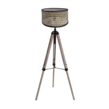 Vloerlamp Triek 4098ZW driepoot met een gevlochten bamboe kap