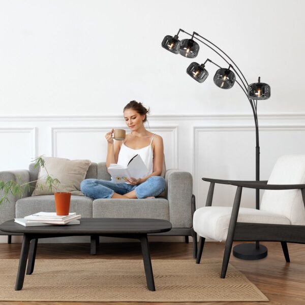 Zwarte 5-Lichts Vloerlamp Tenebris 4214ZW – Luxe en Sfeervolle Verlichting - Afbeelding 3