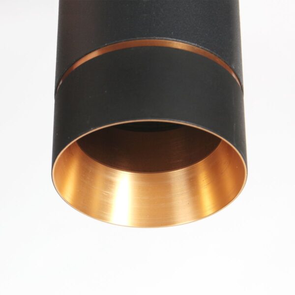 Hanglamp DownLume 4215ZW – Slanke zwarte blikvanger met gouden detail - Afbeelding 4