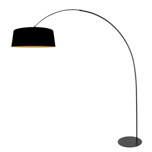 Booglamp Curve 4279ZW – Elegant contrast in zwart linnen en goud - Afbeelding 2