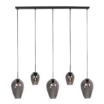 HaloSwap 4280ZW – Zwarte langwerpige hanglamp met smoke glas in twee formaten