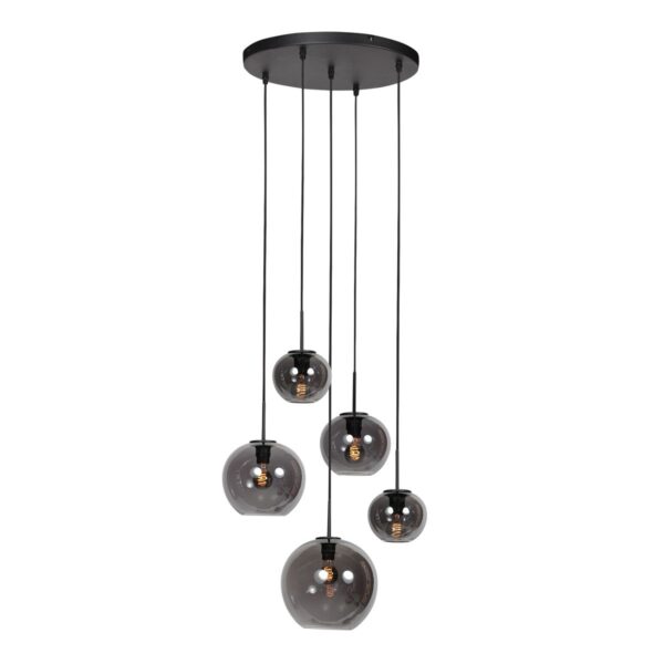 HaloSwap 4281ZW – Zwarte hanglamp met smoke glas in speels design - Afbeelding 2