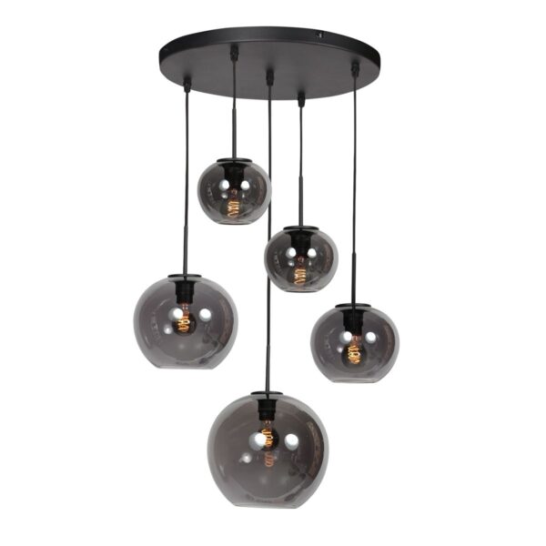 HaloSwap 4281ZW – Zwarte hanglamp met smoke glas in speels design - Afbeelding 9