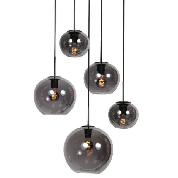 HaloSwap 4281ZW – Zwarte hanglamp met smoke glas in speels design - Afbeelding 3