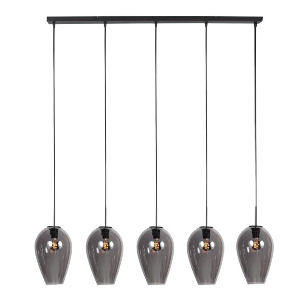 HaloSwap 4284ZW – Zwarte langwerpige hanglamp met stijlvolle smoke glazen - Afbeelding 7