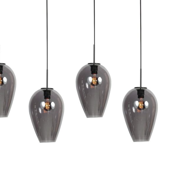 HaloSwap 4284ZW – Zwarte langwerpige hanglamp met stijlvolle smoke glazen - Afbeelding 8