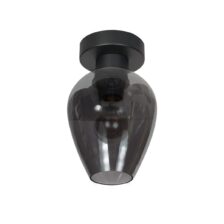 Plafondlamp Bloeba 4372ZW met rookglas druppelkap Ø15 cm