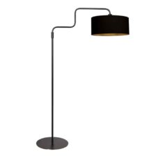Zwarte vloerlamp Bloeba 4161ZW met zwart goud linnen kap