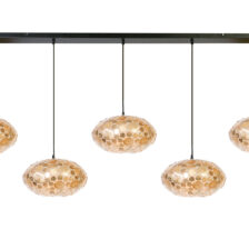 Hanglamp Ufo 5 Lichts Amber, Balk 150 cm 51060-150-08