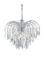 Waterfall 5Lt Pendant  - Chrome Metal & Crystal