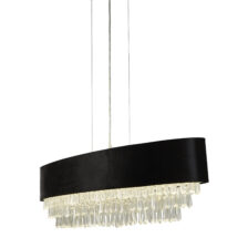 Glamour 8Lt Oval Pendant - Black Velvet & Clear Crystal